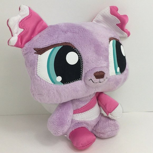 Littlest Pet Shop Plush Wackiest Dog Purple Pink Stuffed Animal Hasbro Big Eyes - Picture 2 of 12